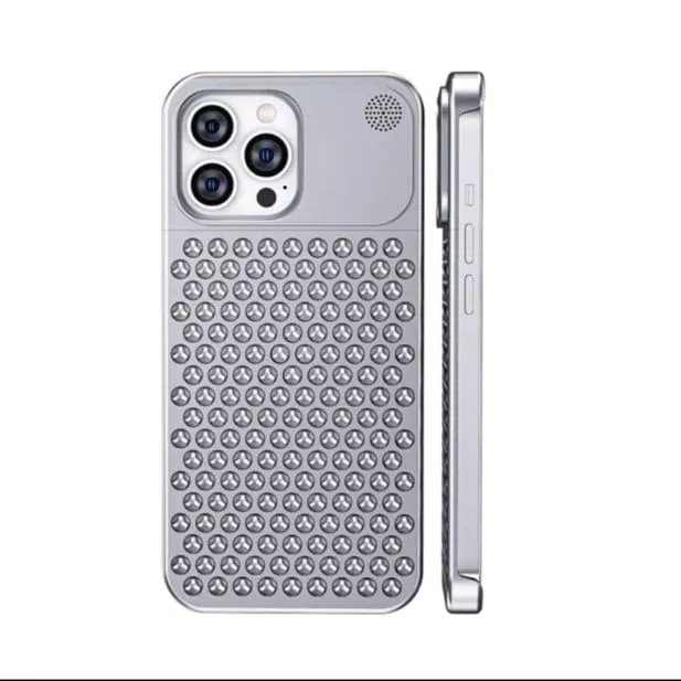 Back Cover Case for iPhone 15 Pro Shockproof Protective Aero Mesh Metallic Hybrid Case(Silver)